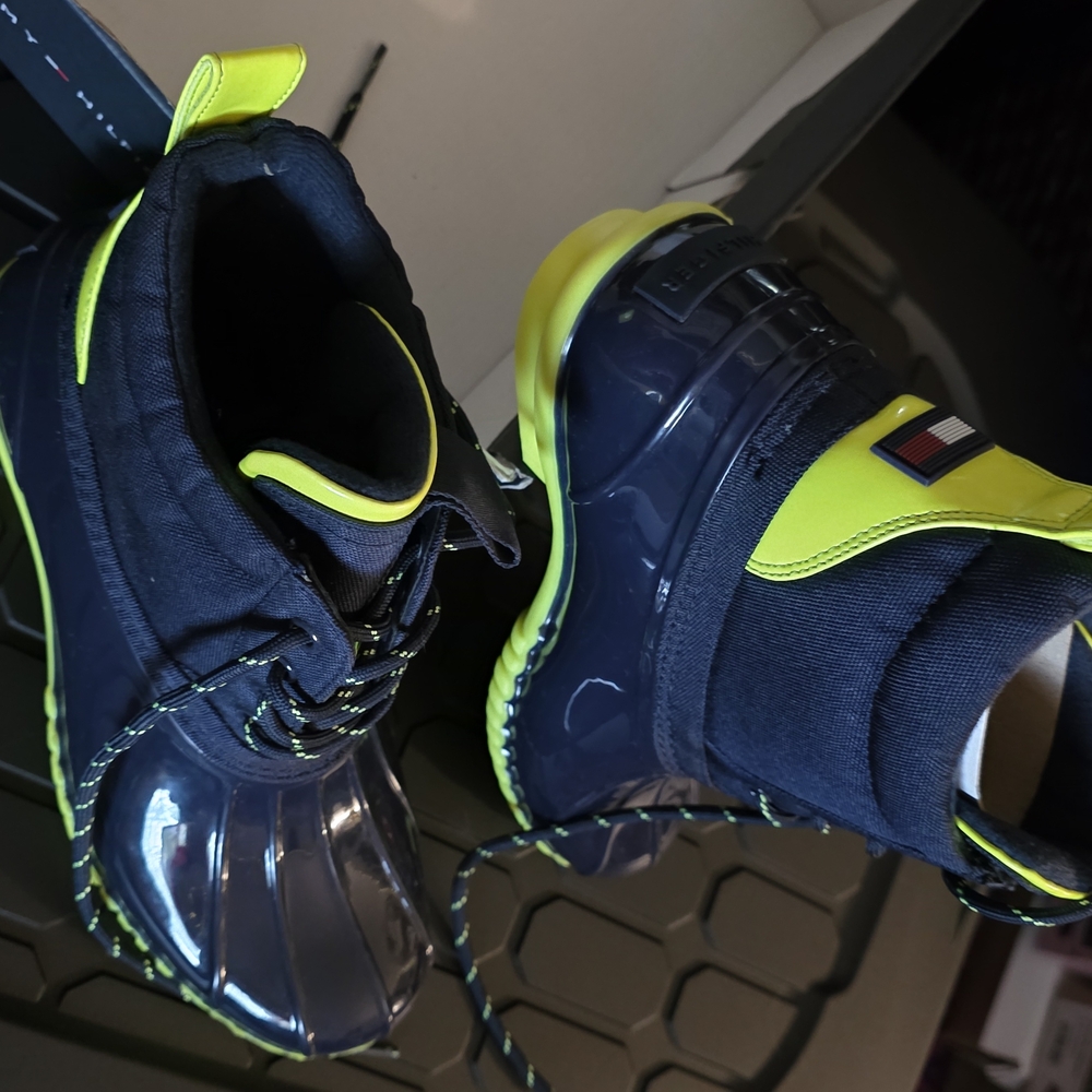 Tommy Hilfiger Black and Yellow Winter Rain Boots